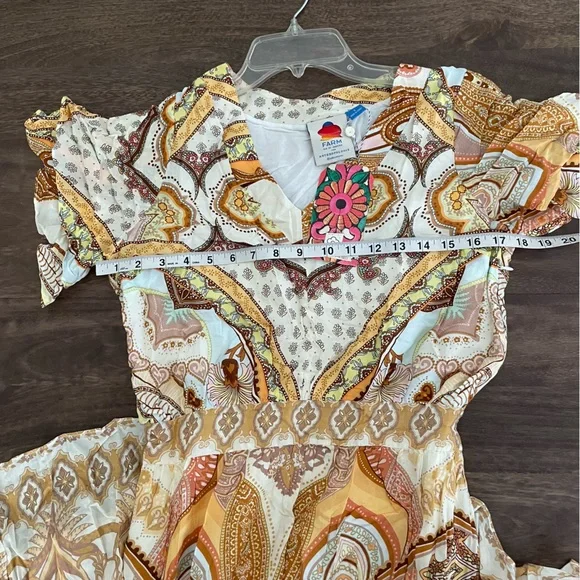 ANTHROPOLOGIE Farm Rio V Neck Flutter Sleeve Dress - Picture 9 of 15